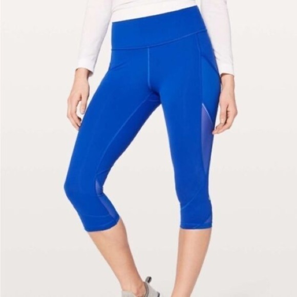 Lululemon Blue Mesh High Rise Crop Leggings - Picture 1 of 11